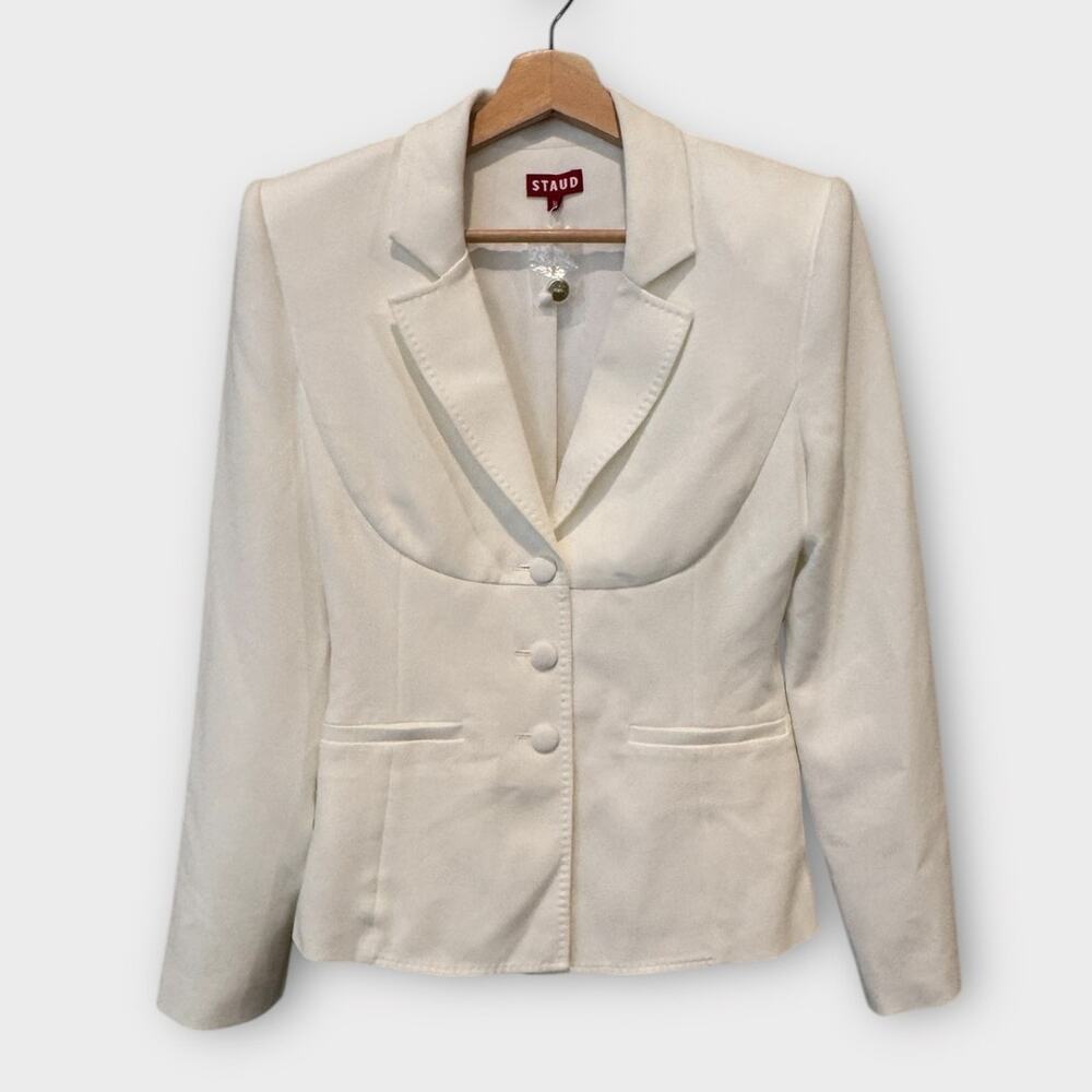 NEW STAUD Carson Paneled Stretch-Crepe Blazer Size Medium - Picture 4 of 12